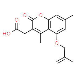 ChemSpider 2D Image | {4,7-Dimethyl-5-[(2-methyl-2-propen-1-yl)oxy]-2-oxo-2H-chromen-3-yl}acetic acid | C17H18O5