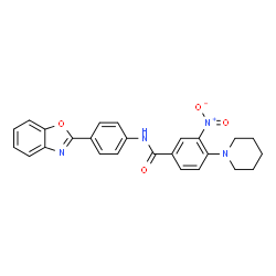 ChemSpider 2D Image | N-[4-(1,3-Benzoxazol-2-yl)phenyl]-3-nitro-4-(1-piperidinyl)benzamide | C25H22N4O4