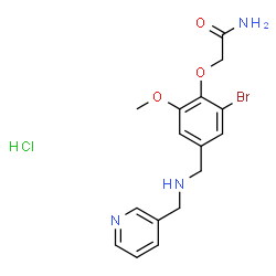 ChemSpider 2D Image | 2-(2-Bromo-6-methoxy-4-{[(3-pyridinylmethyl)amino]methyl}phenoxy)acetamide hydrochloride (1:1) | C16H19BrClN3O3