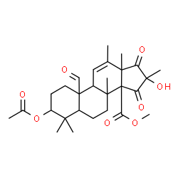 ChemSpider 2D Image | Methyl 3-acetoxy-16-hydroxy-4,4,8,12,16-pentamethyl-15,17,19-trioxoandrost-11-ene-14-carboxylate | C28H38O8