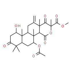 ChemSpider 2D Image | Methyl 5-acetoxy-10-hydroxy-2,4b,7,7,10a,12a-hexamethyl-12-methylene-1,4,8-trioxohexadecahydro-2H-naphtho[1,2-h]isochromene-2-carboxylate | C28H38O9