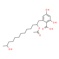 ChemSpider 2D Image | 2-(2-Acetoxy-12-hydroxytridecyl)-4,6-dihydroxybenzoic acid | C22H34O7