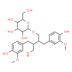 ChemSpider 2D Image | 4-Hydroxy-2,3-bis(4-hydroxy-3-methoxybenzyl)butyl hexopyranoside | C26H36O11