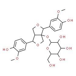 ChemSpider 2D Image | 1,4-Bis(4-hydroxy-3-methoxyphenyl)dihydro-1H,3H-furo[3,4-c]furan-3a(4H)-yl hexopyranoside | C26H32O12