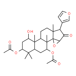ChemSpider 2D Image | 17-(3-Furyl)-1-hydroxy-4,4,8-trimethyl-16-oxo-14,15-epoxyandrostane-3,7-diyl diacetate | C30H40O8