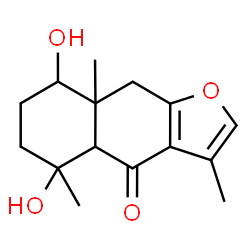 ChemSpider 2D Image | 5,8-Dihydroxy-3,5,8a-trimethyl-5,6,7,8,8a,9-hexahydronaphtho[2,3-b]furan-4(4aH)-one | C15H20O4