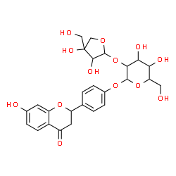 ChemSpider 2D Image | 4-(7-Hydroxy-4-oxo-3,4-dihydro-2H-chromen-2-yl)phenyl 2-O-[3,4-dihydroxy-4-(hydroxymethyl)tetrahydro-2-furanyl]hexopyranoside | C26H30O13