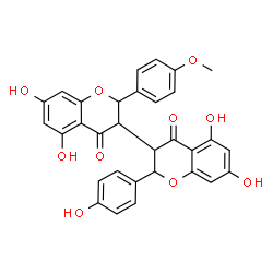 ChemSpider 2D Image | 5,5',7,7'-Tetrahydroxy-2-(4-hydroxyphenyl)-2'-(4-methoxyphenyl)-2,2',3,3'-tetrahydro-4H,4'H-3,3'-bichromene-4,4'-dione | C31H24O10