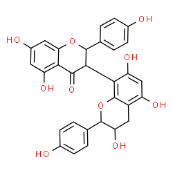 ChemSpider 2D Image | 3',5,5',7,7'-Pentahydroxy-2,2'-bis(4-hydroxyphenyl)-2,3,3',4'-tetrahydro-2'H,4H-3,8'-bichromen-4-one | C30H24O10