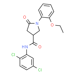 ChemSpider 2D Image | N-(2,5-Dichlorophenyl)-1-(2-ethoxyphenyl)-5-oxo-3-pyrrolidinecarboxamide | C19H18Cl2N2O3