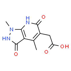 ChemSpider 2D Image | 2,3,6,7-Tetrahydro-1,4-dimethyl-3,6-dioxo-1H-pyrazolo[3,4-b]pyridine-5-acetic acid | C10H11N3O4
