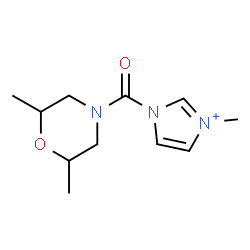 ChemSpider 2D Image | 3-[(2,6-Dimethyl-4-morpholinyl)carbonyl]-1-methyl-1H-imidazolium | C11H18N3O2