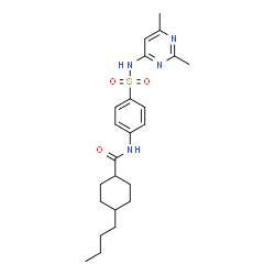 ChemSpider 2D Image | 4-Butyl-N-{4-[(2,6-dimethyl-4-pyrimidinyl)sulfamoyl]phenyl}cyclohexanecarboxamide | C23H32N4O3S