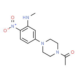 ChemSpider 2D Image | 1-{4-[3-(Methylamino)-4-nitrophenyl]-1-piperazinyl}ethanone | C13H18N4O3
