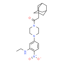 ChemSpider 2D Image | 2-(Adamantan-1-yl)-1-{4-[3-(ethylamino)-4-nitrophenyl]-1-piperazinyl}ethanone | C24H34N4O3