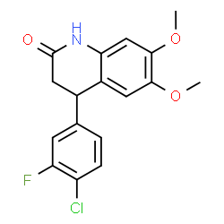 ChemSpider 2D Image | 4-(4-Chloro-3-fluorophenyl)-6,7-dimethoxy-3,4-dihydro-2(1H)-quinolinone | C17H15ClFNO3