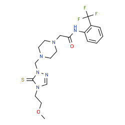 ChemSpider 2D Image | 2-(4-{[4-(2-Methoxyethyl)-5-thioxo-4,5-dihydro-1H-1,2,4-triazol-1-yl]methyl}-1-piperazinyl)-N-[2-(trifluoromethyl)phenyl]acetamide | C19H25F3N6O2S
