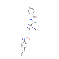 ChemSpider 2D Image | N-{1-[5-({2-[(4-Ethoxyphenyl)amino]-2-oxoethyl}sulfanyl)-4-ethyl-4H-1,2,4-triazol-3-yl]ethyl}-4-methoxybenzamide | C24H29N5O4S
