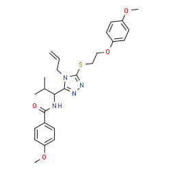 ChemSpider 2D Image | N-[1-(4-Allyl-5-{[2-(4-methoxyphenoxy)ethyl]sulfanyl}-4H-1,2,4-triazol-3-yl)-2-methylpropyl]-4-methoxybenzamide | C26H32N4O4S