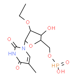 ChemSpider 2D Image | 1-{2-O-Ethyl-5-O-[hydroxy(oxido)phosphoranyl]pentofuranosyl}-5-methyl-2,4(1H,3H)-pyrimidinedione | C12H19N2O8P