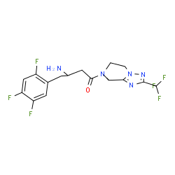 ChemSpider 2D Image | 3-Amino-1-[8-methyl-2-(trifluoromethyl)-5,6-dihydro[1,2,4]triazolo[1,5-a]pyrazin-7(8H)-yl]-4-(2,4,5-trifluorophenyl)-1-butanone | C17H17F6N5O