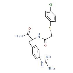 ChemSpider 2D Image | 4-Carbamimidamido-Nalpha-{[(4-chlorophenyl)sulfanyl]acetyl}phenylalaninamide | C18H20ClN5O2S