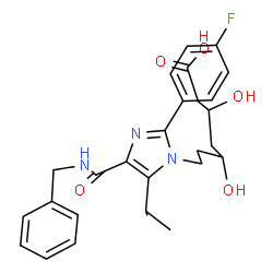 ChemSpider 2D Image | 7-[4-(Benzylcarbamoyl)-2-(4-fluorophenyl)-5-isopropyl-1H-imidazol-1-yl]-3,5-dihydroxyheptanoic acid | C27H32FN3O5