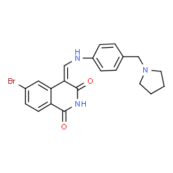 ChemSpider 2D Image | (4Z)-6-Bromo-4-({[4-(1-pyrrolidinylmethyl)phenyl]amino}methylene)-1,3(2H,4H)-isoquinolinedione | C21H20BrN3O2