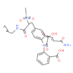 ChemSpider 2D Image | 2-[(2-[(1E)-3-Amino-3-oxo-1-propen-1-yl]-4-{2-[(methylsulfonyl)amino]-3-oxo-3-(pentylamino)propyl}phenyl)(carboxycarbonyl)amino]benzoic acid | C27H32N4O9S