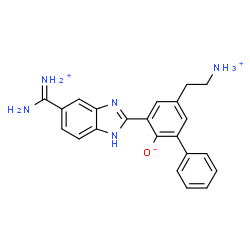 ChemSpider 2D Image | 5-(2-Ammonioethyl)-3-{5-[ammonio(imino)methyl]-1H-benzimidazol-2-yl}-2-biphenylolate | C22H22N5O