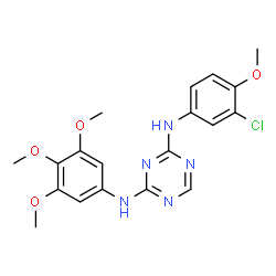 ChemSpider 2D Image | N-(3-Chloro-4-methoxyphenyl)-N'-(3,4,5-trimethoxyphenyl)-1,3,5-triazine-2,4-diamine | C19H20ClN5O4
