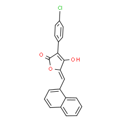 ChemSpider 2D Image | (5Z)-3-(4-Chlorophenyl)-4-hydroxy-5-(1-naphthylmethylene)-2(5H)-furanone | C21H13ClO3