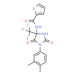ChemSpider 2D Image | N-[1-(3,4-Dimethylphenyl)-2,5-dioxo-4-(trifluoromethyl)-4-imidazolidinyl]-2-thiophenecarboxamide | C17H14F3N3O3S