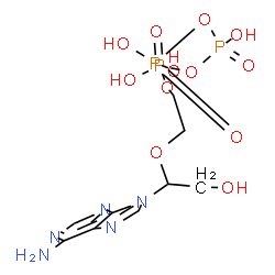 ChemSpider 2D Image | Triphosphoric acid, mono[2-[1-(6-amino-9H-purin-9-yl)-2-hydroxyethoxy]ethyl] ester | C9H16N5O12P3
