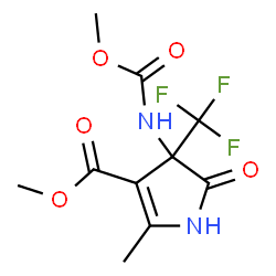 ChemSpider 2D Image | Methyl 4-[(methoxycarbonyl)amino]-2-methyl-5-oxo-4-(trifluoromethyl)-4,5-dihydro-1H-pyrrole-3-carboxylate | C10H11F3N2O5