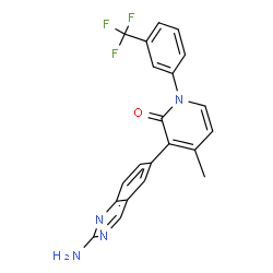 ChemSpider 2D Image | 3-(2-Amino-6-quinazolinyl)-4-methyl-1-[3-(trifluoromethyl)phenyl]-2(1H)-pyridinone | C21H15F3N4O