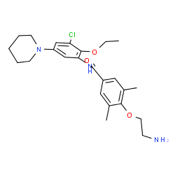 ChemSpider 2D Image | 4-(2-aminoethoxy)-N-(3-chloro-2-ethoxy-5-piperidin-1-ylphenyl)-3,5-dimethylbenzamide | C24H32ClN3O3