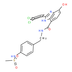 ChemSpider 2D Image | 2-(2,4-Dichlorophenyl)-4-hydroxy-N-(2-{4-[(methylsulfonyl)amino]phenyl}ethyl)-1H-benzimidazole-7-carboxamide | C23H20Cl2N4O4S