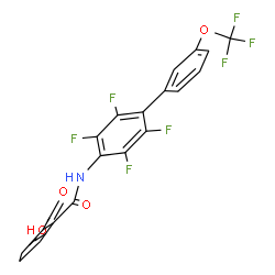 ChemSpider 2D Image | 2-{[2,3,5,6-Tetrafluoro-3'-(trifluoromethoxy)-4-biphenylyl]carbamoyl}-1,3-cyclopentadiene-1-carboxylic acid | C20H10F7NO4