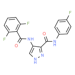ChemSpider 2D Image | 4-[(2,6-Difluorobenzoyl)amino]-N-(4-fluorophenyl)-1H-pyrazole-3-carboxamide | C17H11F3N4O2