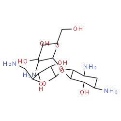 ChemSpider 2D Image | 4,6-Diamino-2-[(5-amino-5-deoxypentofuranosyl)oxy]-3-hydroxycyclohexyl 2-amino-2-deoxyhexopyranoside | C17H34N4O10