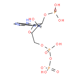 ChemSpider 2D Image | 9-(5-O-{Hydroxy[(hydroxyphosphinato)oxy]phosphoryl}-2-O-phosphonopentofuranosyl)-9H-purin-6-amine | C10H15N5O13P3