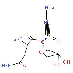 ChemSpider 2D Image | 9-{5-O-[(4-Amino-2-ammonio-4-oxobutanoyl)sulfamoyl]pentofuranosyl}-9H-purin-6-amine | C14H21N8O8S