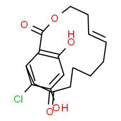 ChemSpider 2D Image | (5E)-13-Chloro-14,16-dihydroxy-3,4,7,8,9,10-hexahydro-1H-2-benzoxacyclotetradecine-1,11(12H)-dione | C17H19ClO5