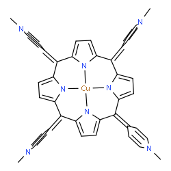 ChemSpider 2D Image | [5,10,15,20-Tetrakis(1-methyl-4(1H)-pyridinylidene)-5,10,15,20,22,24-hexahydroporphyrinato(4-)-kappa~4~N~21~,N~22~,N~23~,N~24~]copper | C44H36CuN8