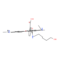 ChemSpider 2D Image | 2-[3,6-bis(ethylamino)-2,7-dimethyl-3H-xanthen-9-yl]-5-(6-hydroxyhexylcarbamoyl)benzoic acid | C33H41N3O5
