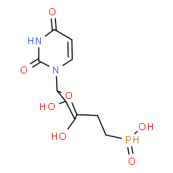 ChemSpider 2D Image | 2-[5-(2,4-dioxopyrimidin-1-yl)-3,4-dihydroxy-tetrahydrofuran-2-yl]ethylphosphinic acid | C10H15N2O7P