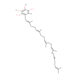 ChemSpider 2D Image | 2-[(2E,6E,10Z,14E)-3,7,11,15,19,23-hexamethyltetracosa-2,6,10,14,18,22-hexaenyl]-5,6-dimethoxy-3-methyl-benzene-1,4-diol | C39H60O4