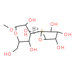 ChemSpider 2D Image | 2-[3,5-dihydroxy-2-(hydroxymethyl)-6-methoxy-tetrahydropyran-4-yl]sulfanyl-6-(hydroxymethyl)tetrahydropyran-3,4,5-triol | C13H24O10S