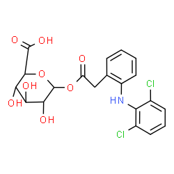 ChemSpider 2D Image | 6-[2-[2-(2,6-dichloroanilino)phenyl]acetyl]oxy-3,4,5-trihydroxy-tetrahydropyran-2-carboxylic acid | C20H19Cl2NO8